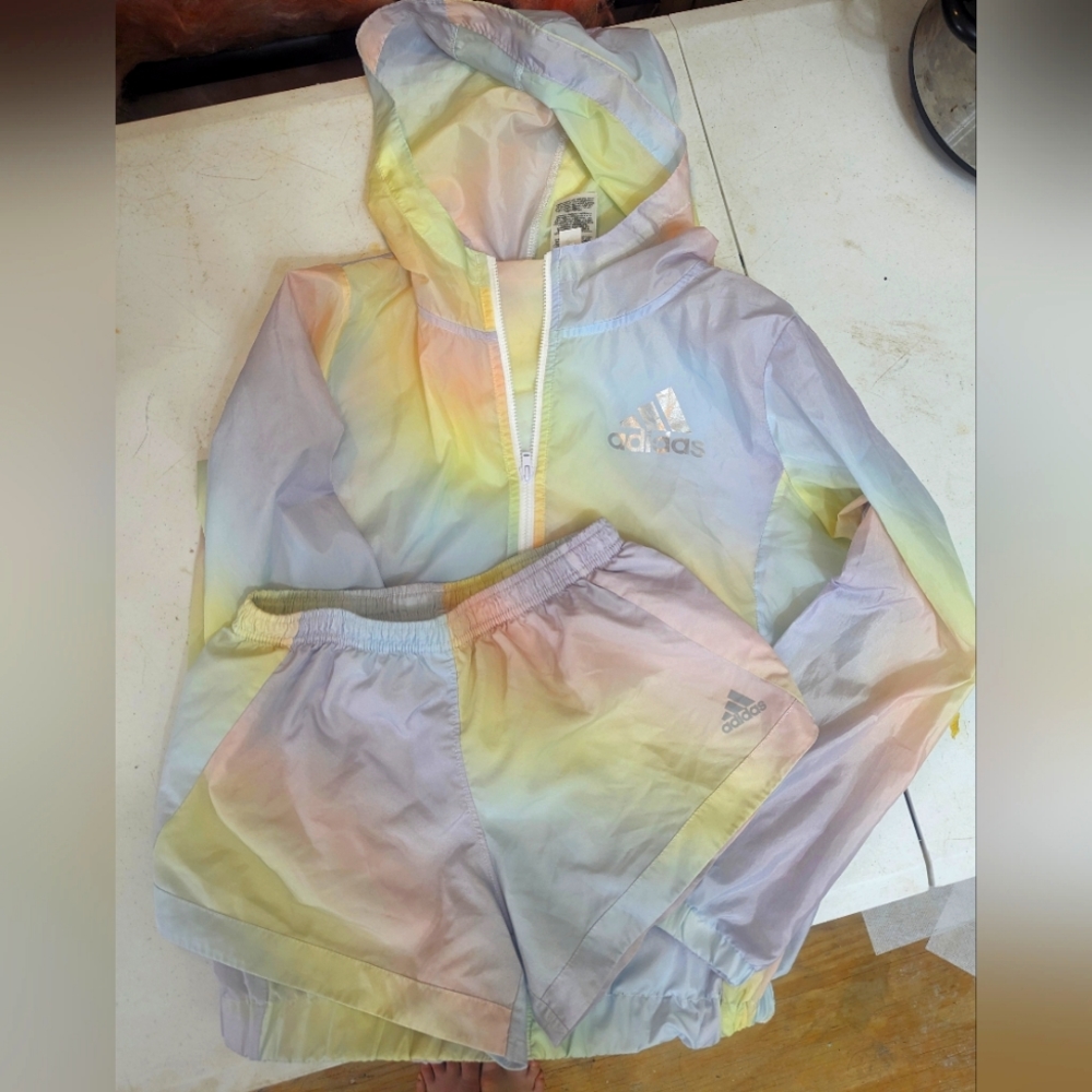 Adidas Girls Windbreaker and Shorts Set